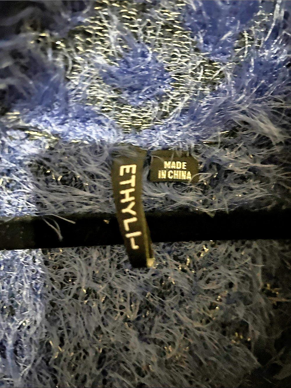 ETHYL Blue Fuzzy Button-Front Coat - Picture 5 of 6
